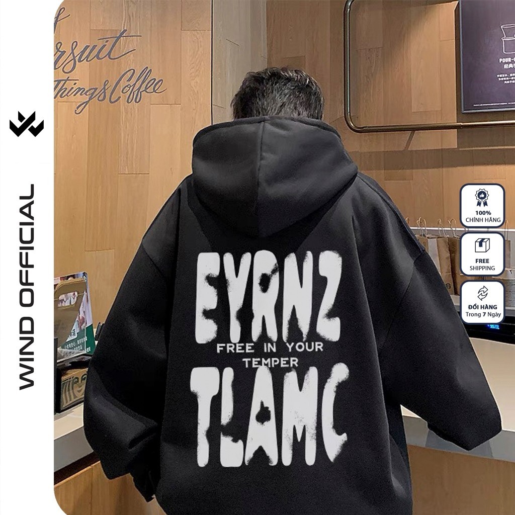 Áo Hoodie unisex form rộng WIND nỉ bông TEMPER thời trang thu đông