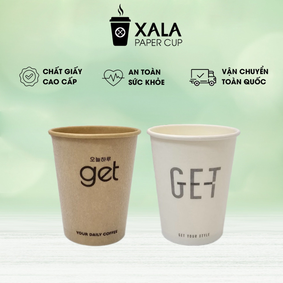 Cốc giấy đựng trà sữa GET XÙ 12oz hàng đẹp nhập khẩu Hàn Quốc 360ml - 35 cái