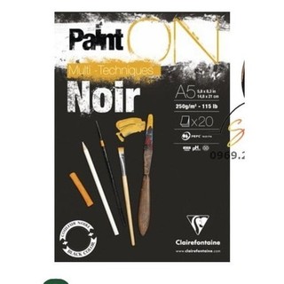 Paint on noir 250gsm A5, sổ vẽ Clairefontaine giấy màu đen, VAT - COLORMATE