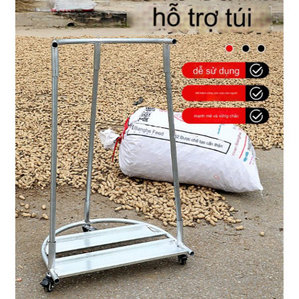Giá Đỡ Bao Tải MY NHÂN Thép 100CM có bánh xe vận chuyển ngũ cốc