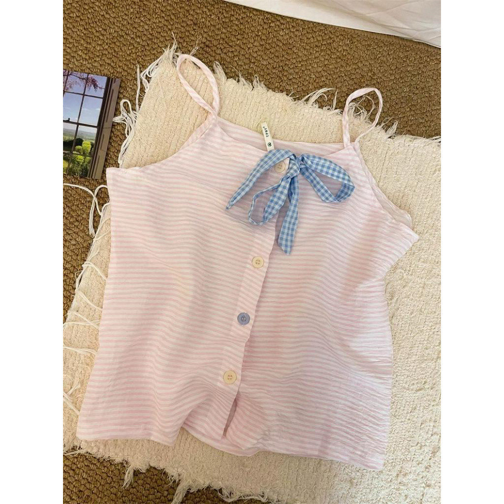 Ngọt Ngào Tươi Nơ Sling Bộ Đồ Ngủ Nữ Phong Cách Mùa Hè 2024 - Céline.Studio