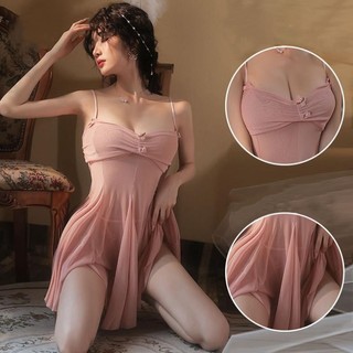 Set đồ nữ Váy thức Đồ ngủ gợi cảm sexy DN55 Váy ngủ 2 dây xuyến thấu quyến rũ tặng Đồ lót nữ chip