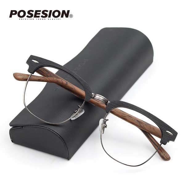 POSESION Vintage Eyebrow Frame Half Rim Glasses Large Tide Male with ...