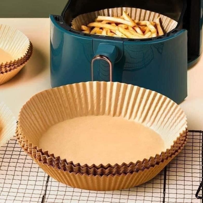 COMBO 100 Miếng Giấy Lót Nồi Chiên Hình Khuôn Bánh Giấy, Nến Thấm Dầu Mỡ Bám Vào Nồi Chiên Không Dầu