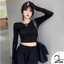 Áo croptop cổ tròn tay dài nữ ôm dáng chất borip cotton co giãn DUYLINH DL25TD