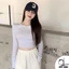 Áo croptop cổ tròn tay dài nữ ôm dáng chất borip cotton co giãn DUYLINH DL25TD