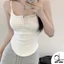 Áo Croptop 2 Dây Vạt Bầu cổ trụ nút Có Mút Ngực Form Ôm Thun Gân Mềm Mịn 2D2
