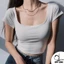 Áo croptop cổ vuông GenY ngắn tay ôm body tôn dáng thiết kế đơn giản trắng đen chất vải DL21A