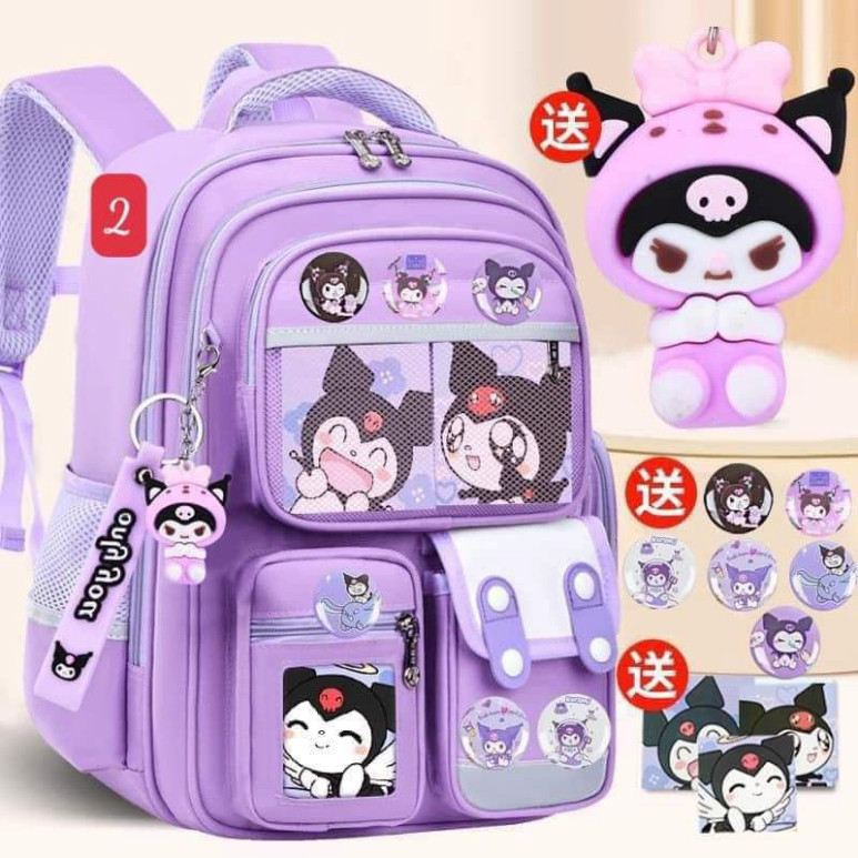 Balo Chống Gù In Hình Kuromi Hot Hít - Balo Tiểu Học Chống Gù 3D Nổi Chất Liệu Chống Thấm Nước Cho Bé (Tuyển   )