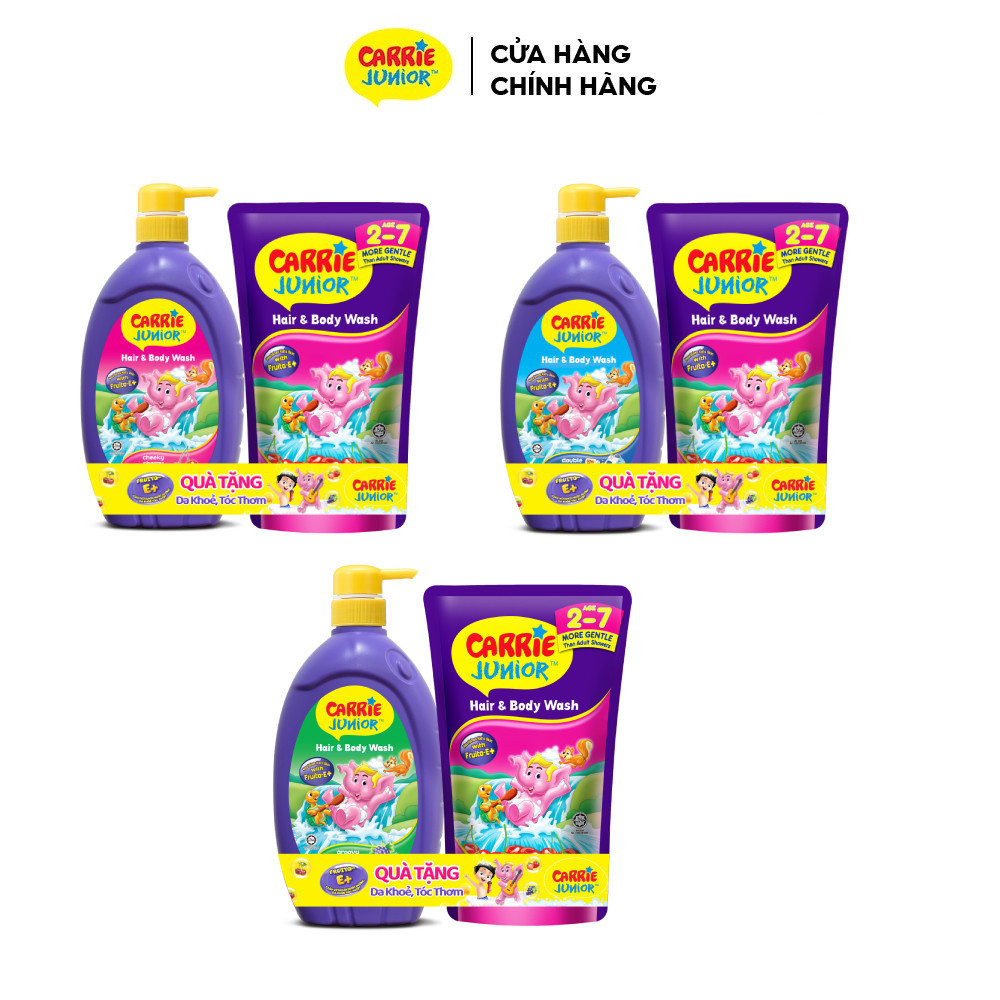 Combo 2 Sữa Tắm Gội cho bé Carrie Junior thiên nhiên ( 700g x 2 ) + Tặng 2 túi sữa tắm ( 380g x 2 )