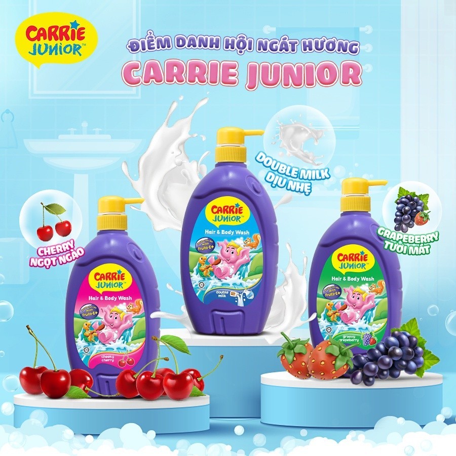 Ảnh Combo 2 Túi Sữa Tắm Gội Carrie Junior Cho Bé Hương trái cây thiên nhiên Cheeky Cherry (500g x 2) 3