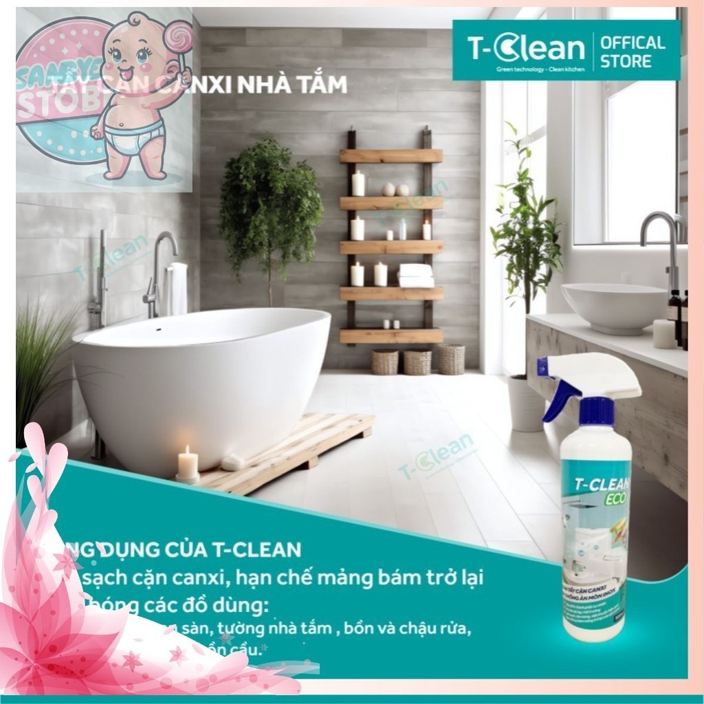 (bemost) Chai Xịt TClean tẩy cặn canxi nhà tắm, làm sạch bóng sen vòi ...