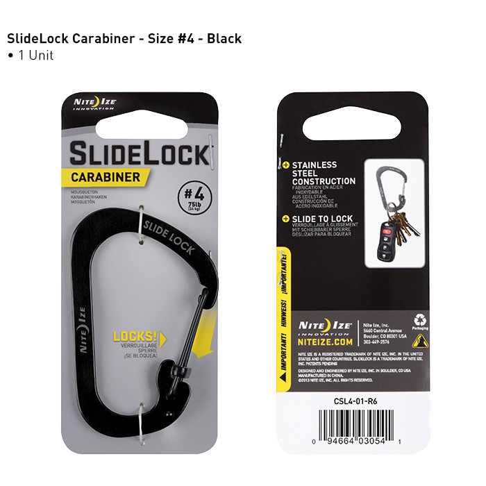Móc khóa- Nite Ize CSL4-01-R6 - Slidelock #4 Carabiner (Thép đen Black Oxit)