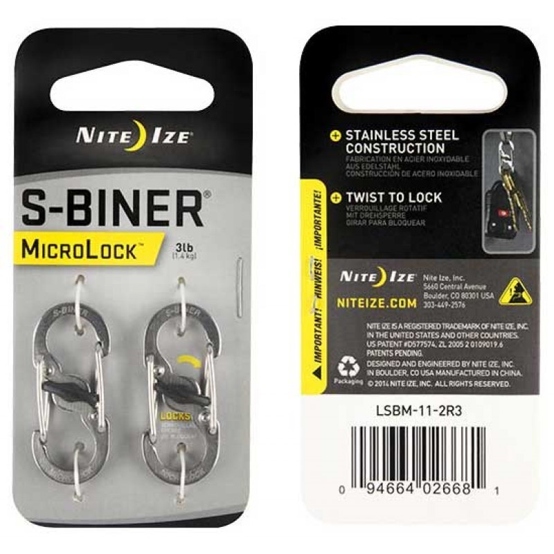 Móc khóa - Nite Ize LSBM-11-2R3 - S-Biner Microlock pack 2 (Thép không gỉ)
