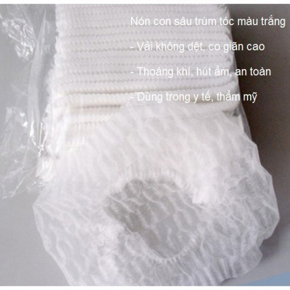 100 cái Mũ bọc tóc con sâu sử dụng trong phòng khám nha khoa và cơ sở y tế và phòng sạch
