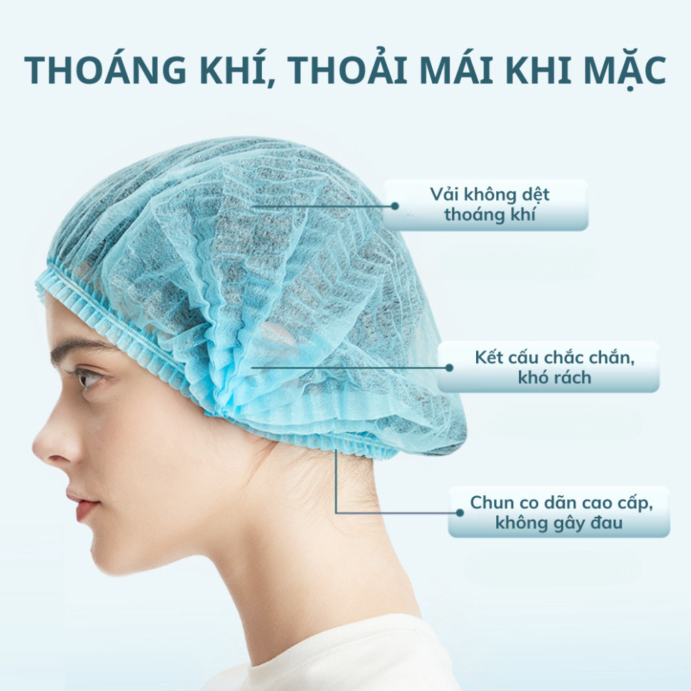 100 cái Mũ bọc tóc con sâu sử dụng trong phòng khám nha khoa và cơ sở y tế và phòng sạch