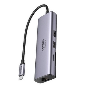 Bộ chuyển đổi Type C UGREEN 60515 sang 2*USB 3.0+HDMI, RJ45, SD TF và PD hỗ trợ 4K - Hàng phân phối chính hãng