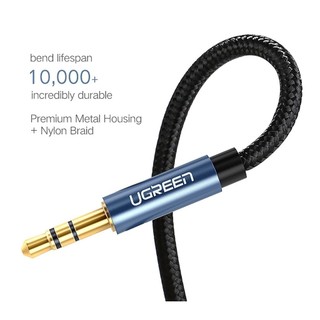 Dây âm thanh 3.5mm UGREEN AV112 | Màu Đen, Vỏ bện vải sợi tổng hợp | Đầu nối mạ vàng 24K | Bảo Hành 18 Tháng 1 Đổi 1