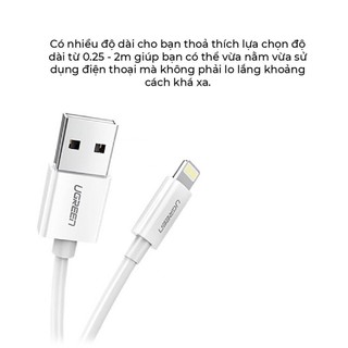 Cáp sạc Lightning MFI UGREEN US155/US291 cho iP / iPad / iPod dòng 2.4A dài 1m 2m - Bảo hành 18 tháng 1 đổi 1 60156