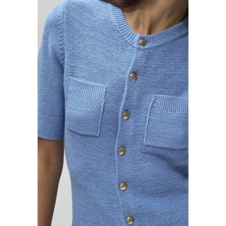 đầm Zara made in Morocco mini dệt kim nút gold cộc tay - Luumooc
