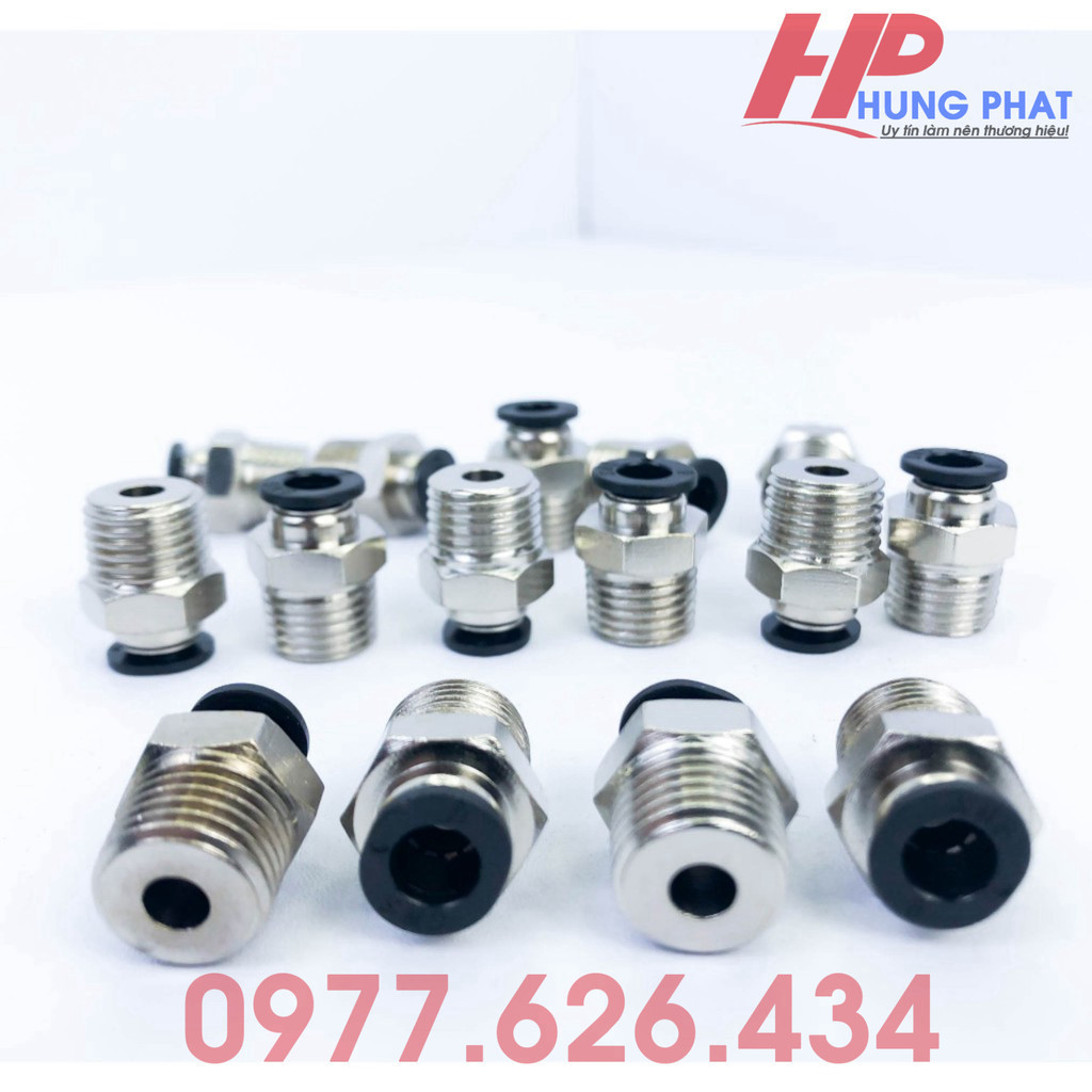 Đầu nối thẳng khí nén PC -Cút nối nhanh khí nén -Cút nối thẳng ren ...