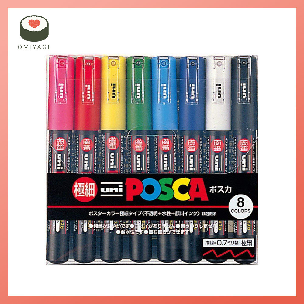 Uni-Ball POSCA Bút Đánh DấU/Bút Ký Bộ 8 Màu Extra-Fine Tip PC-1M 8C ...