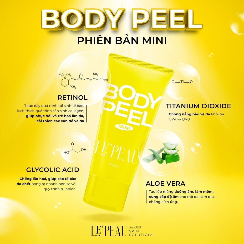 Ảnh Peel body zise mini dùng thử 30gr, dưỡng trắng, mờ thâm - LE'PEAU peel nách mẫu mới tặng mặt nạ 2