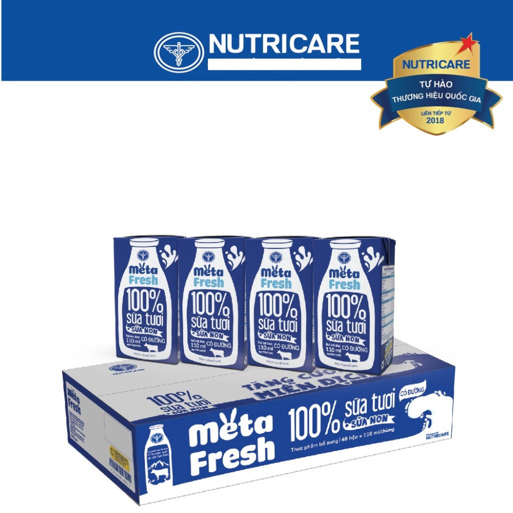 Thùng sữa tươi Nutricare Meta Fresh Có Đường 110ml x 12 Lốc | Shopee ...