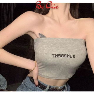 Áo Ống VECYLA Croptop Thun Gân B 5508, Áo Quây Bra Trơn Thêu Chữ Basic Siêu Hot Siêu Sexy SUNBBRNT