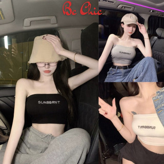 Áo Ống VECYLA Croptop Thun Gân B 5508, Áo Quây Bra Trơn Thêu Chữ Basic Siêu Hot Siêu Sexy SUNBBRNT