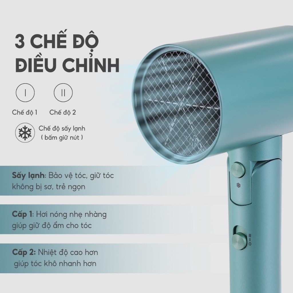 Ảnh Máy sấy tóc 2 chiều nóng lạnh LEBENLANG LBL3033,2000W,chống xơ rối công nghệ ion,BH 2 năm-chính hãng 4