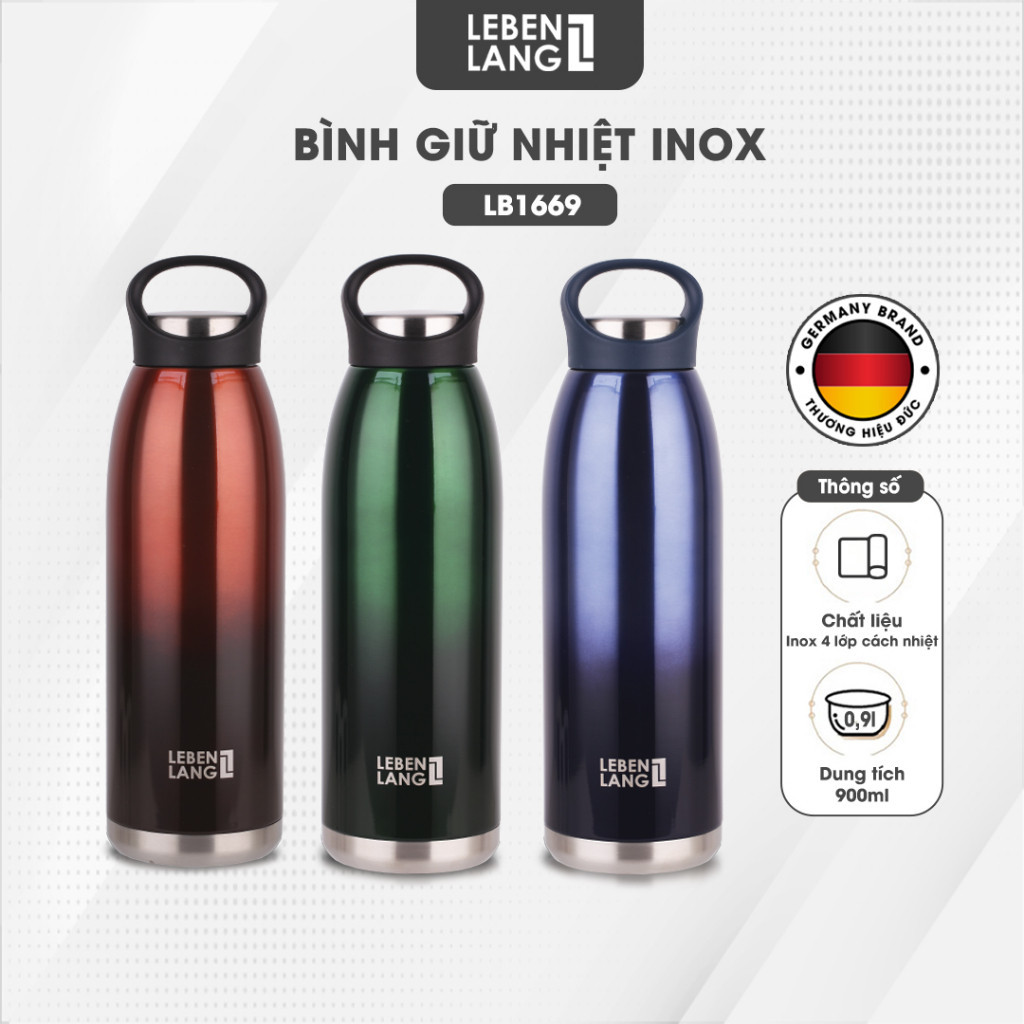 Ảnh Bình giữ nhiệt LEBENLANG LB1669 inox 304 cao cấp không gỉ, dung tích 900ml - hàng chính hãng 1