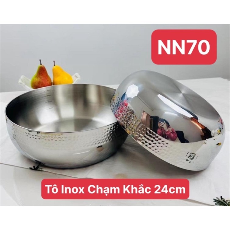 Tô Trộn Âu Trộn Tô Inox Cao Cấp Họa Tiết Chạm Khắc NN70 NN80