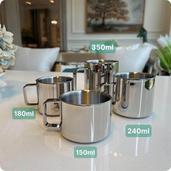 Ly Cốc Inox 2 Lớp  Có Quai, Ly Inox Cao Cấp