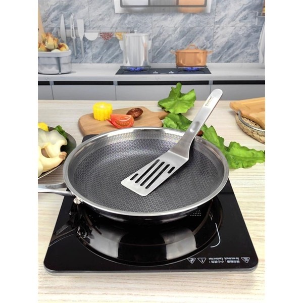 Dụng Cụ Chiên Lật Cá Inox, Xẻng Chiên Lật Chockmen Trơn Thủng CKM90 CKM120