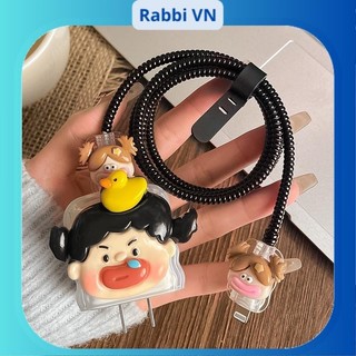 Bộ phụ kiện bảo vệ cáp củ sạc Dễ Thương và Xấu Xí cho iphone PD 18/20w RABBI