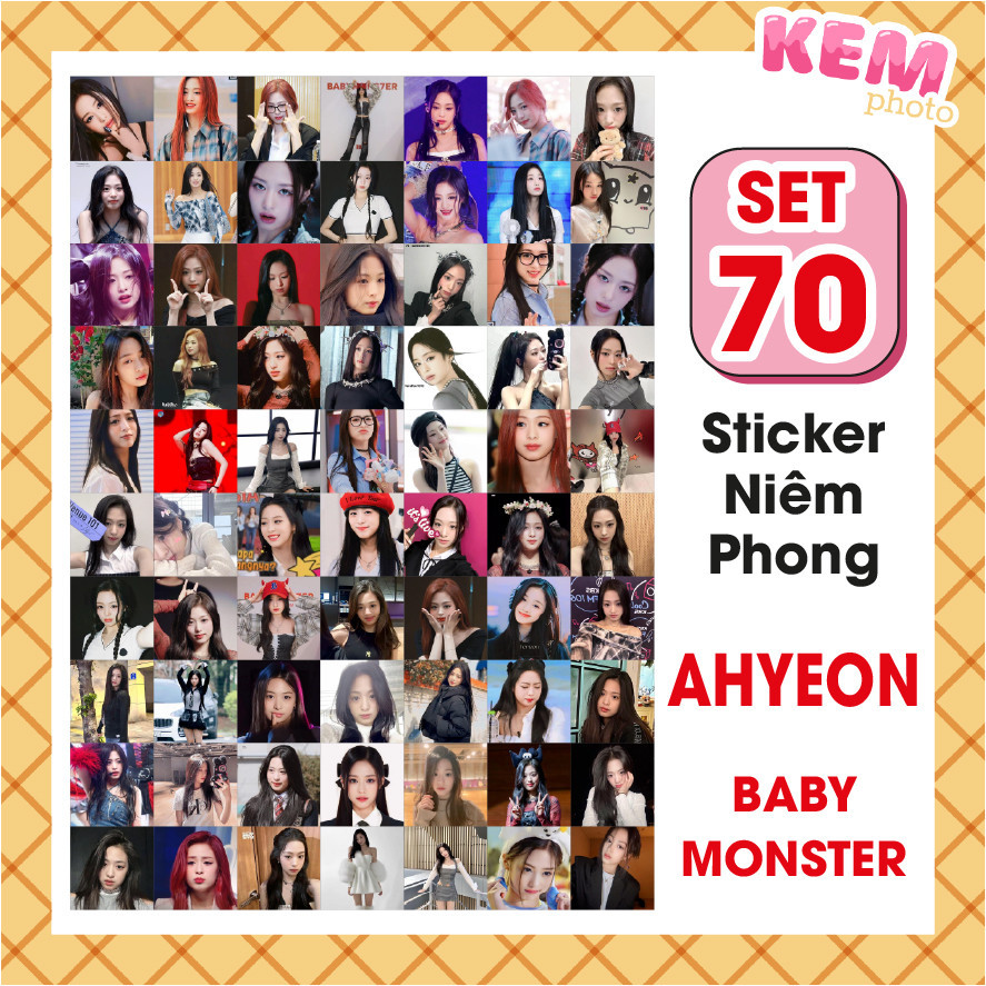 SET 70 sticker niêm phong AHYEON (Baemon) - Đã cắt rời - Tem dán 4x4cm ...