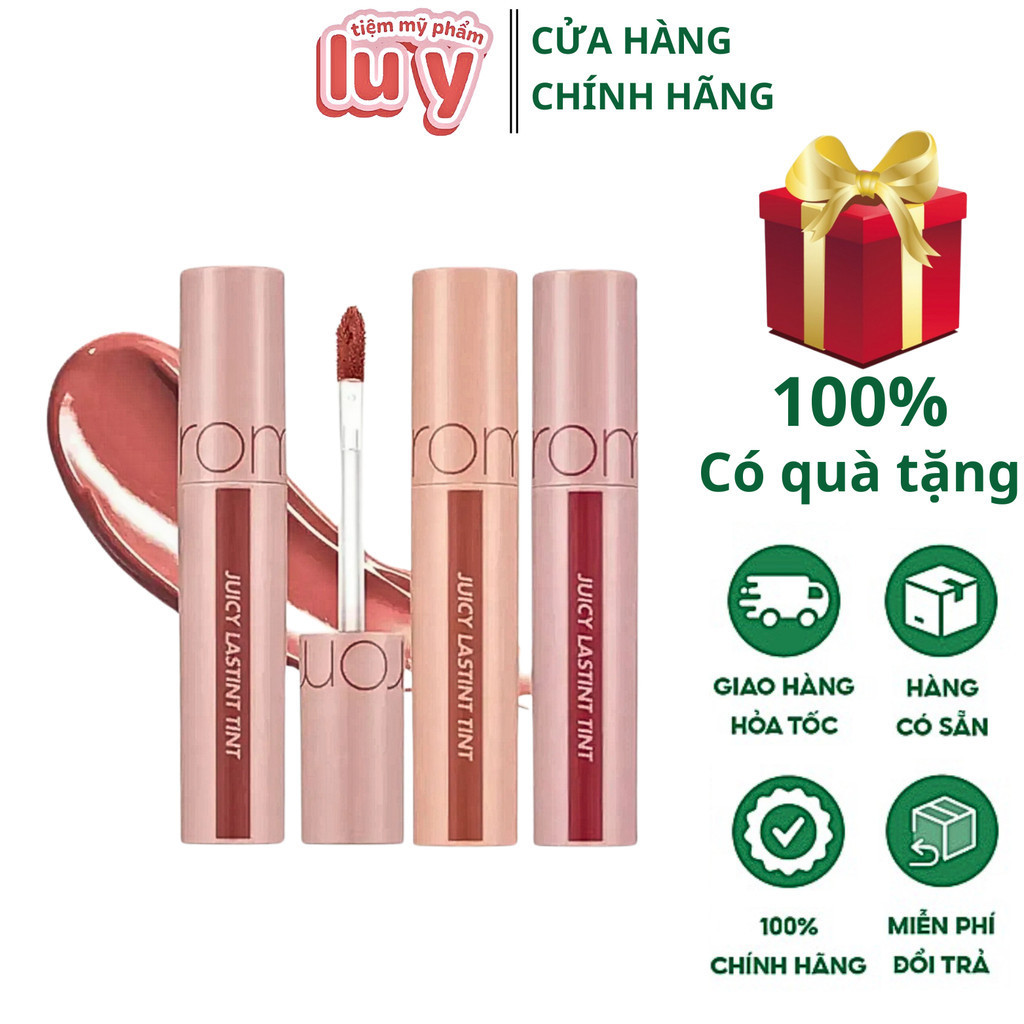 Son Tint Bóng Romand Juicy Lasting Tint Glasting Tint Siêu Lì Căng