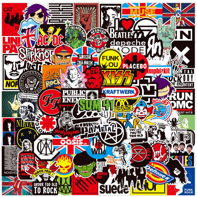 100Pcs/Set HipHop Punk . Rock Band Series A Stickers Music Fans ...