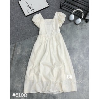 Váy thô boi cổ vuông tay bồng #6102