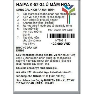 Phân Bón lá tạo mầm hoa MKP 0-52-34 1KG - Siêu lân kali kích thích ra hoa nghịch vụ - HÀNG CHÍNH GỐC TÚI ZIP 1KG