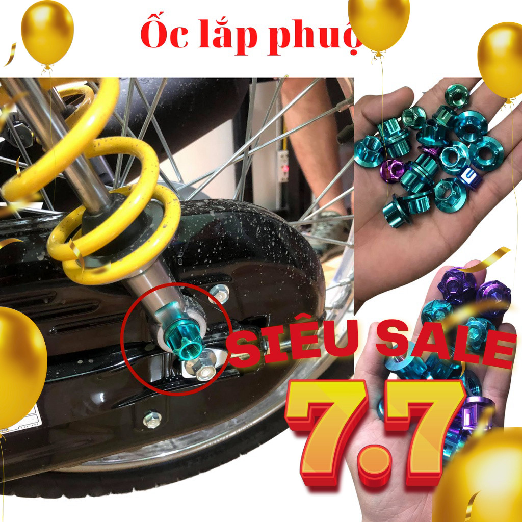 ốc titan Gr5 gắn phuộc giảm sóc sau xe wave 50cc 100cc 110cc sịn 2 màu ...