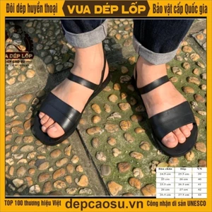 Dép cao su 3 quai ngang màu đen, Thương hiệu Vua Dép Lốp đã được đăng ký bản quyền, bảo hành, sẵn