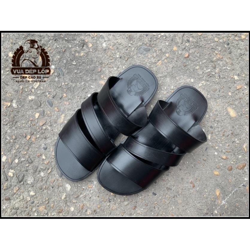Dép đế cao 2.5cm 3 quai chéo, thủ công của Vua dép lốp Phạm Quang Xuân, ảnh thật, bảo hàng, sẵn hàng