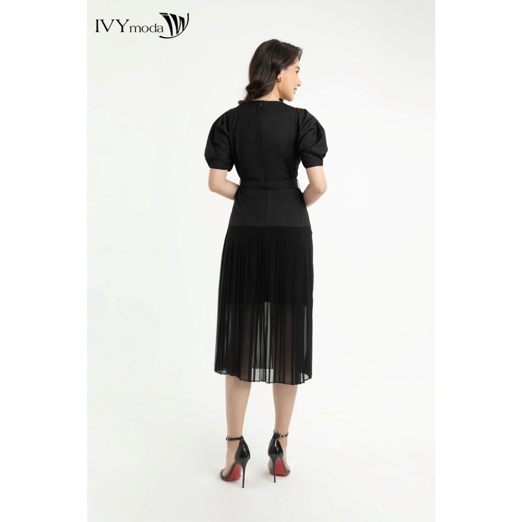 Ảnh Đầm xòe hạ eo xếp ly nữ IVY moda MS 48M7565 2