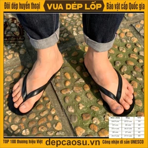 Dép tông màu đen Vua Dép Lốp được làm thủ công