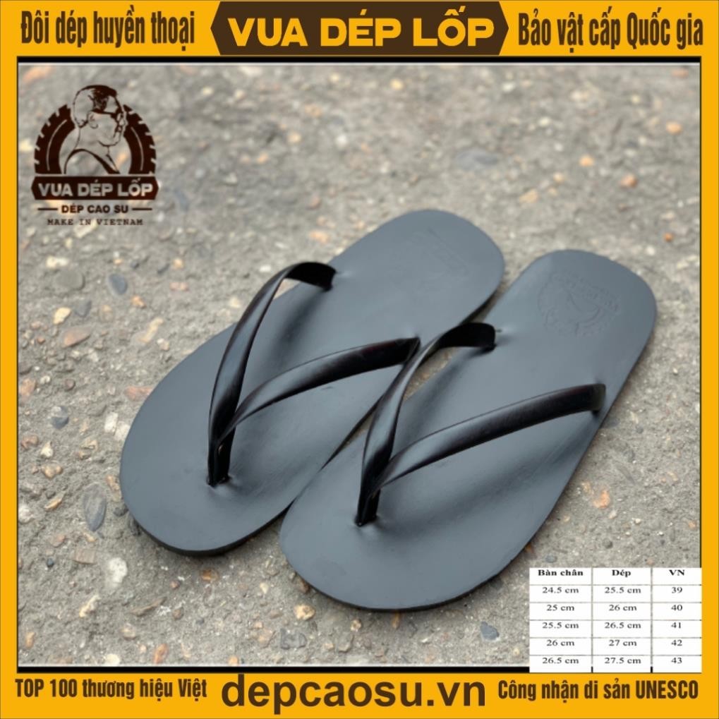 Dép tông màu đen Vua Dép Lốp được làm thủ công
