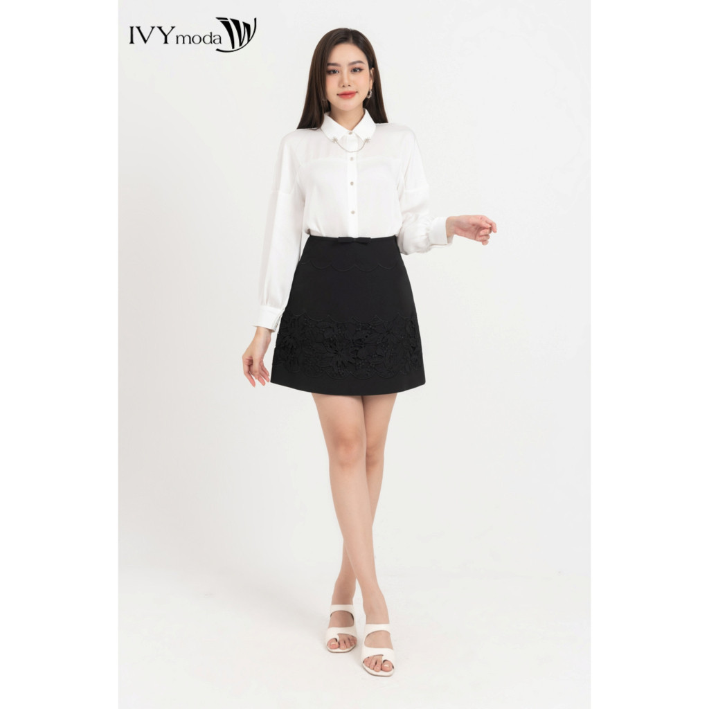 Ảnh Chân váy chữ A phối viền hoa nổi IVY moda MS 31M8312 4