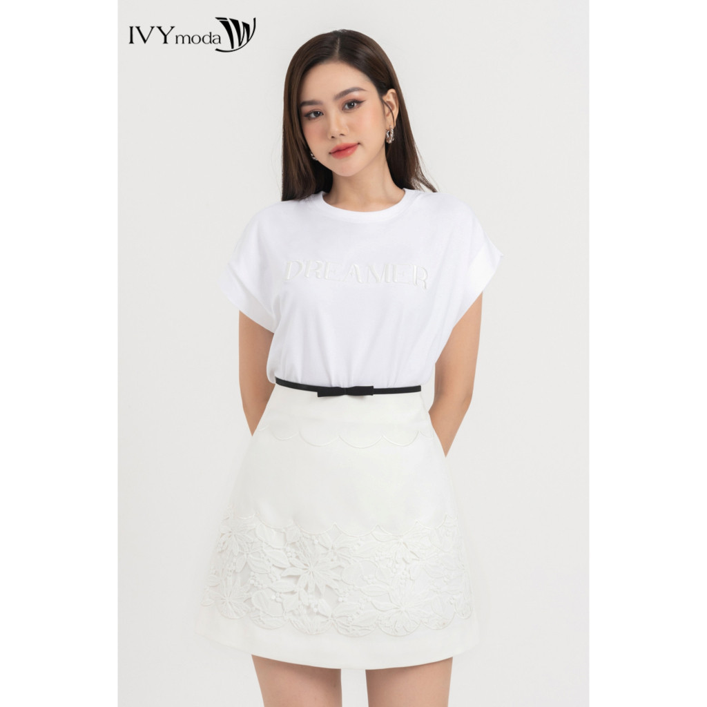 Ảnh Chân váy chữ A phối viền hoa nổi IVY moda MS 31M8312 2