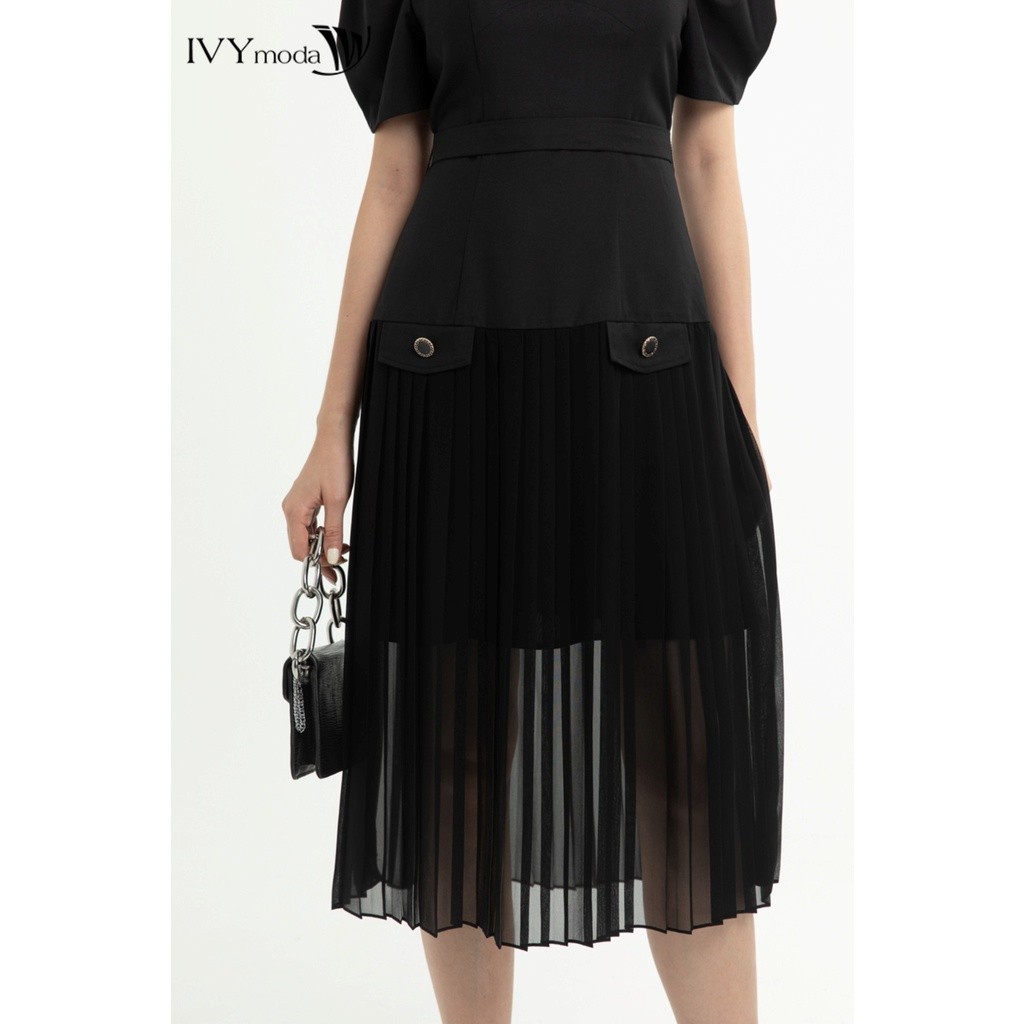 Ảnh Đầm xòe hạ eo xếp ly nữ IVY moda MS 48M7565 3